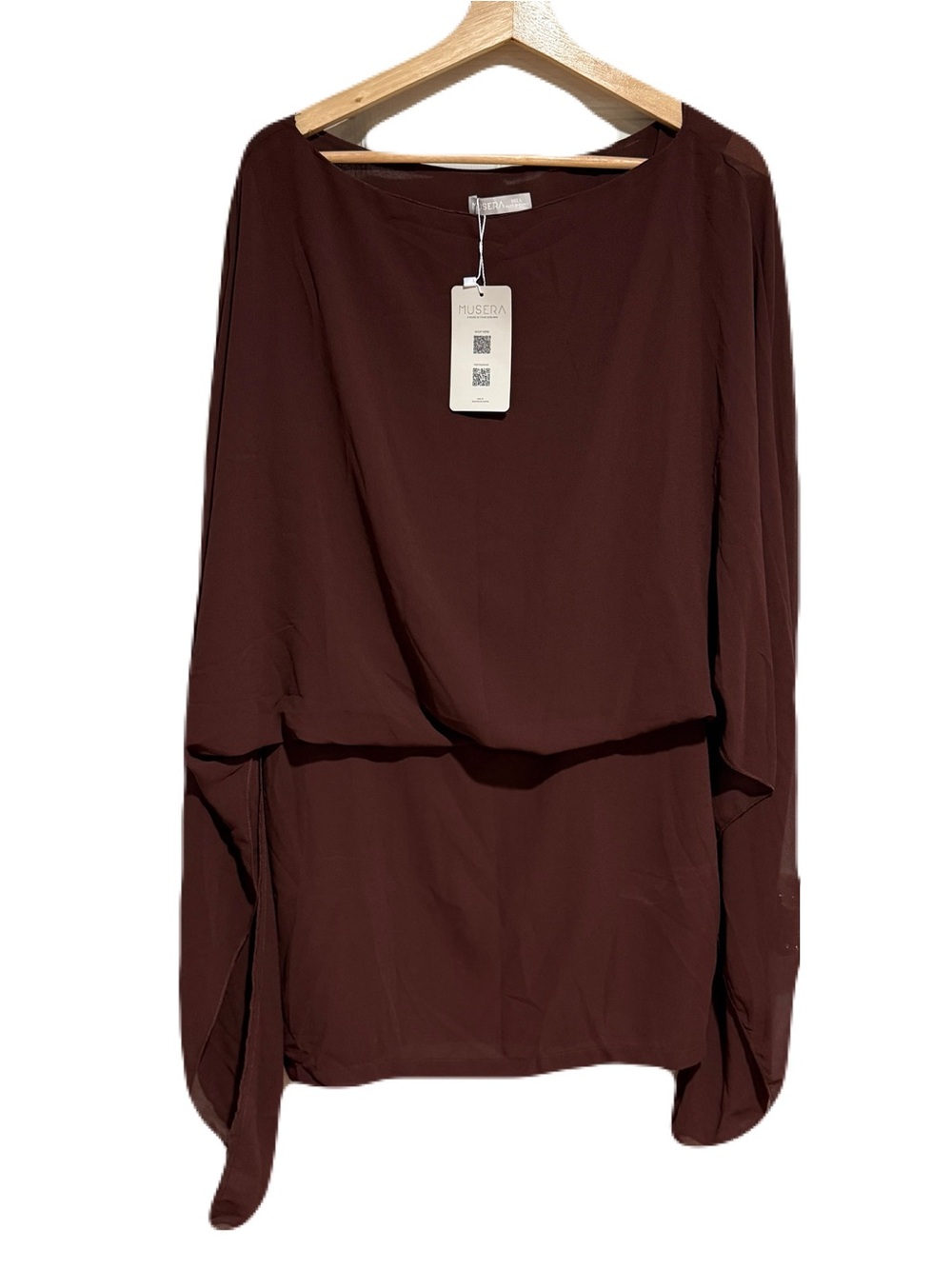 Musera Women's Brown Long Sleeve Flowy Dress
